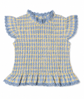 Woman’s Blue and Yellow Ribbed Top