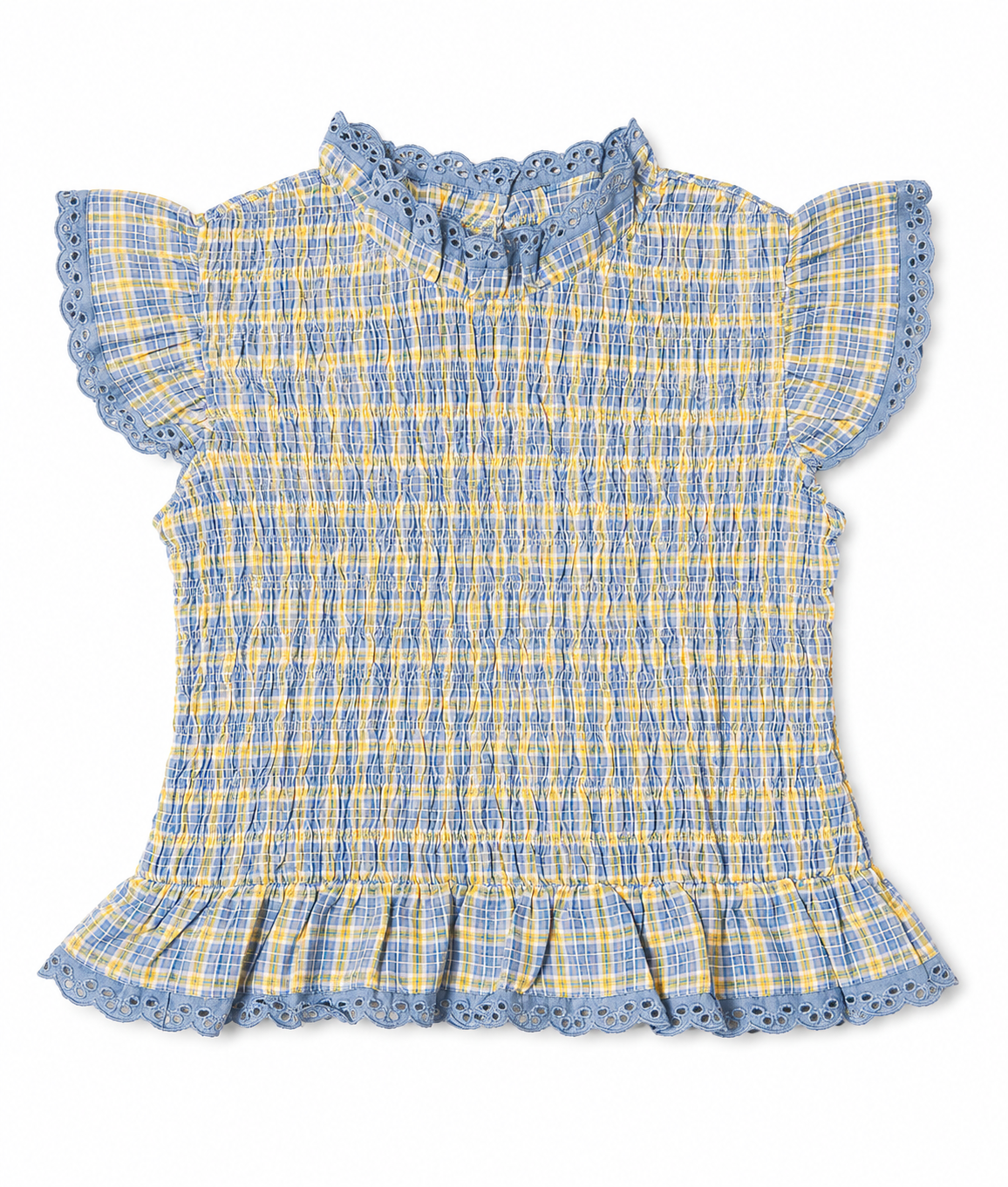 Woman’s Blue and Yellow Ribbed Top