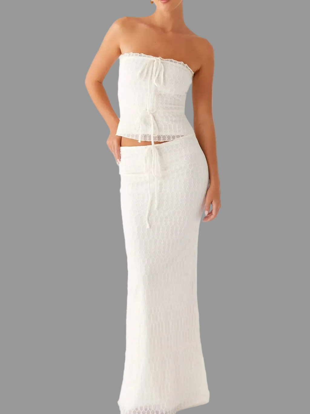 Tie Front Tube Top and Maxi Skirt Set