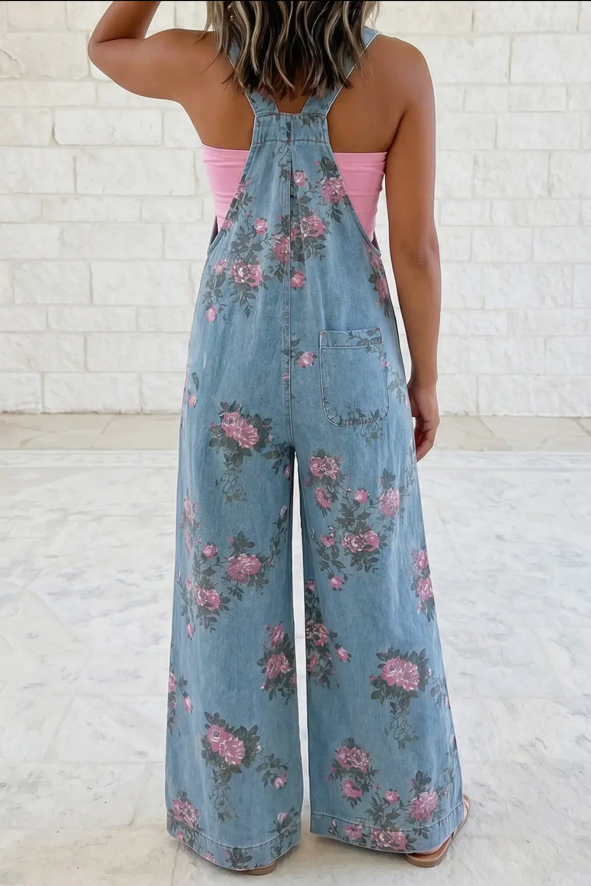 Floral Denim Jumpsuit