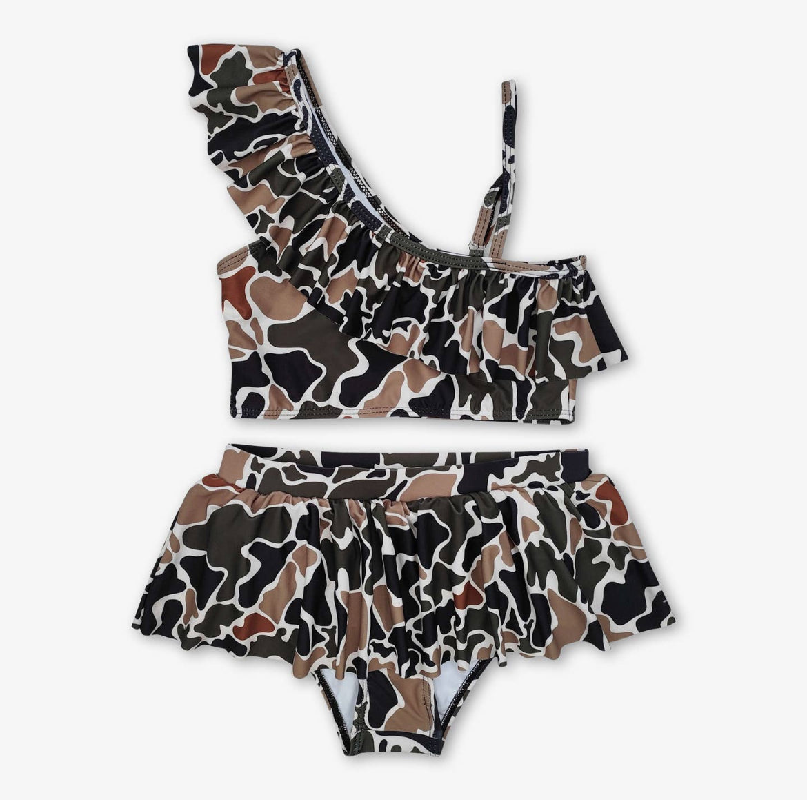 Girls Camo Ruffle Bikini