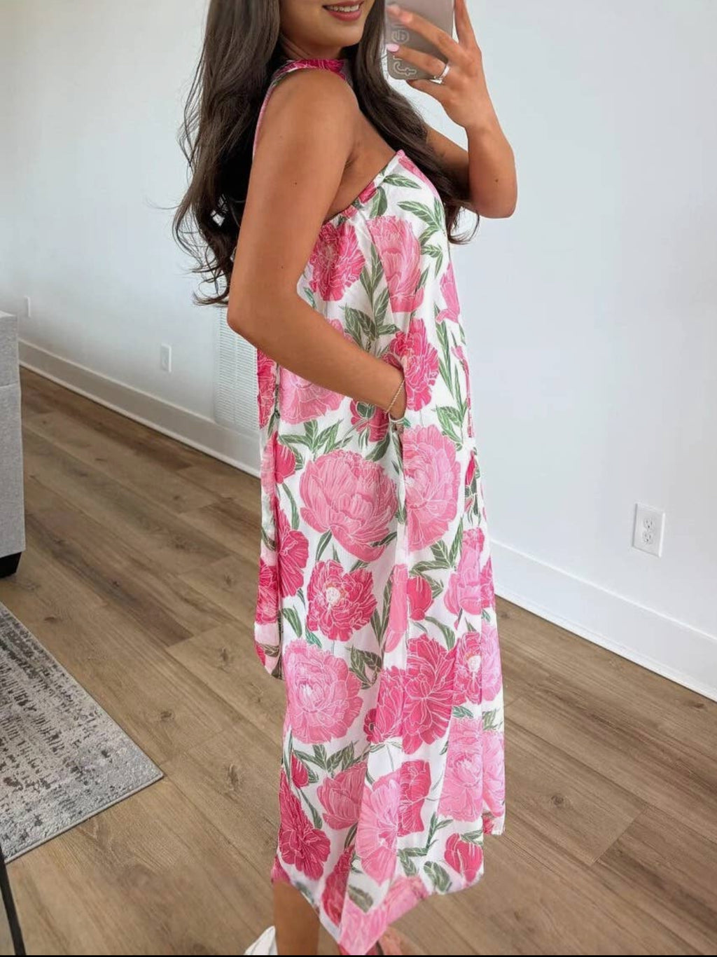 Peony Pocket Dress w/ Neck Scarf
