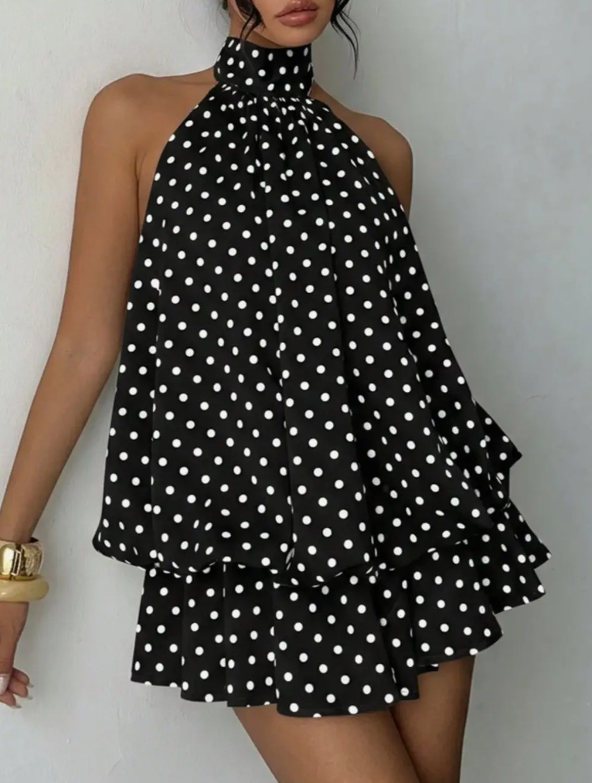 Halter Layered Ruffle Dress