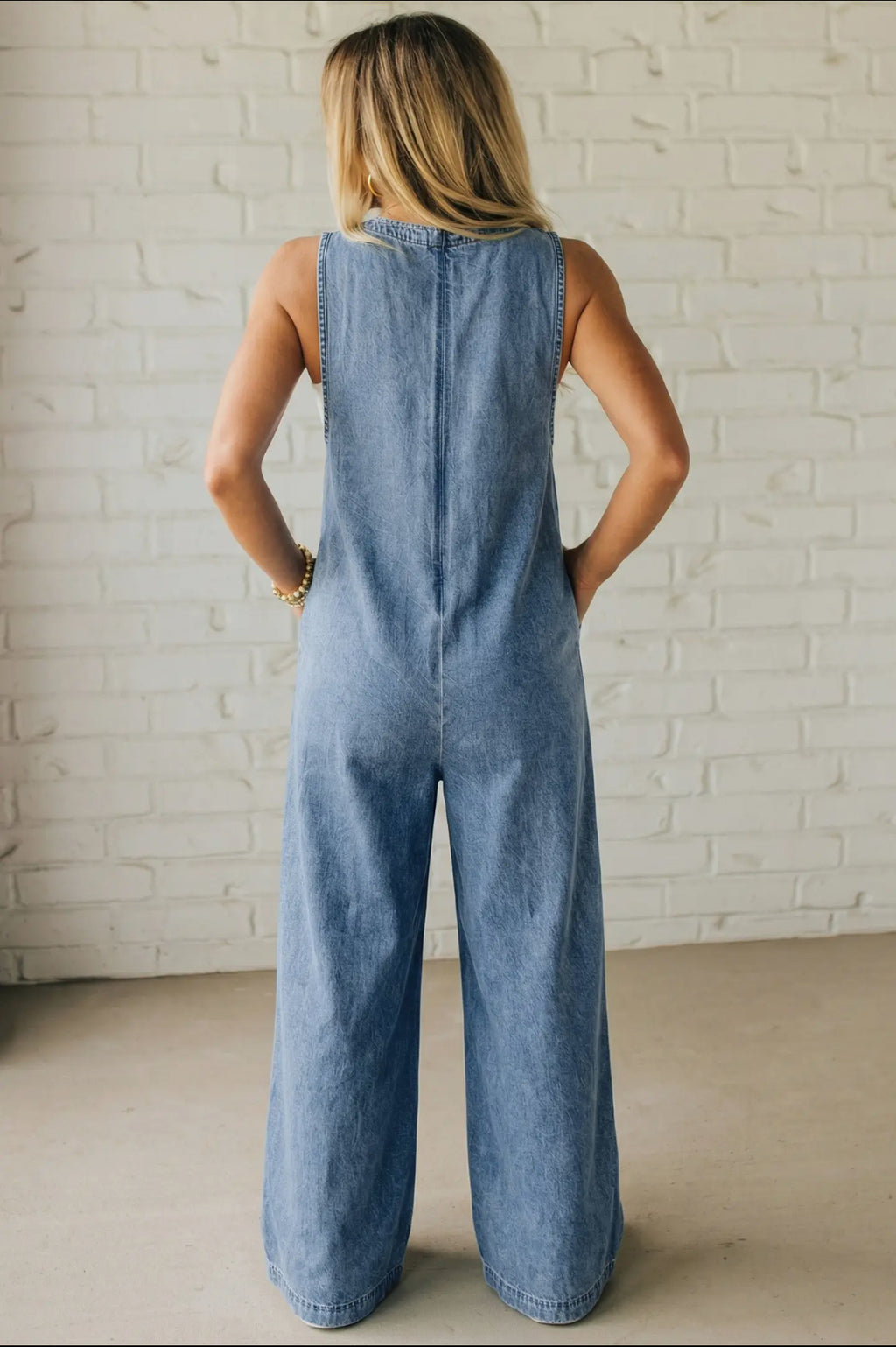 Pintuck Denim Jumpsuit