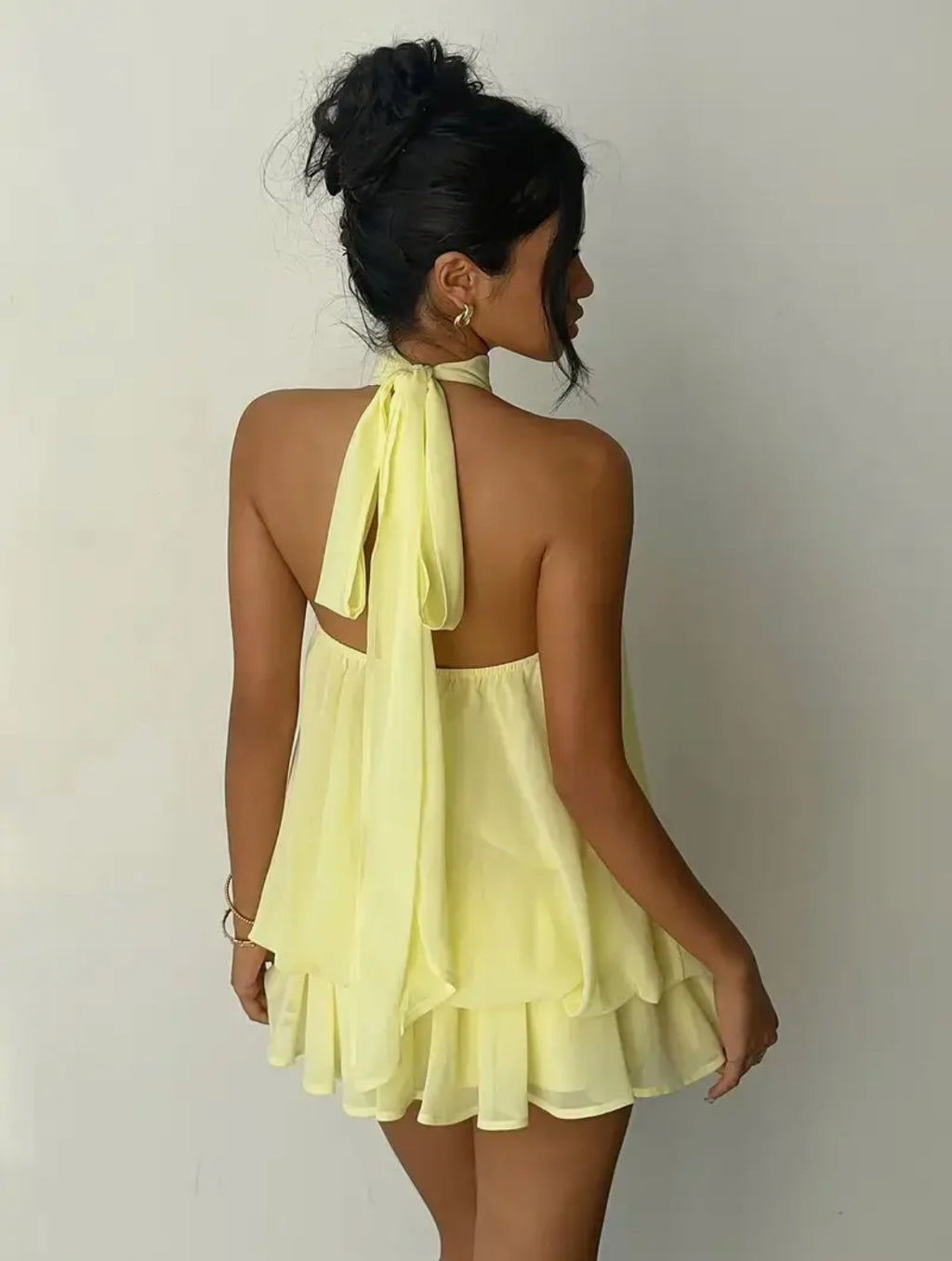 Halter Layered Ruffle Dress