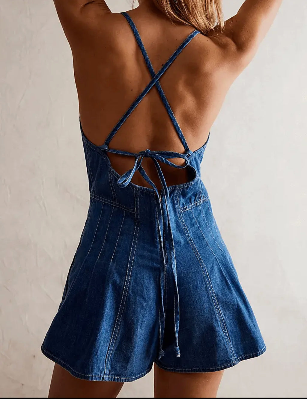 Denim V-Neck Romper