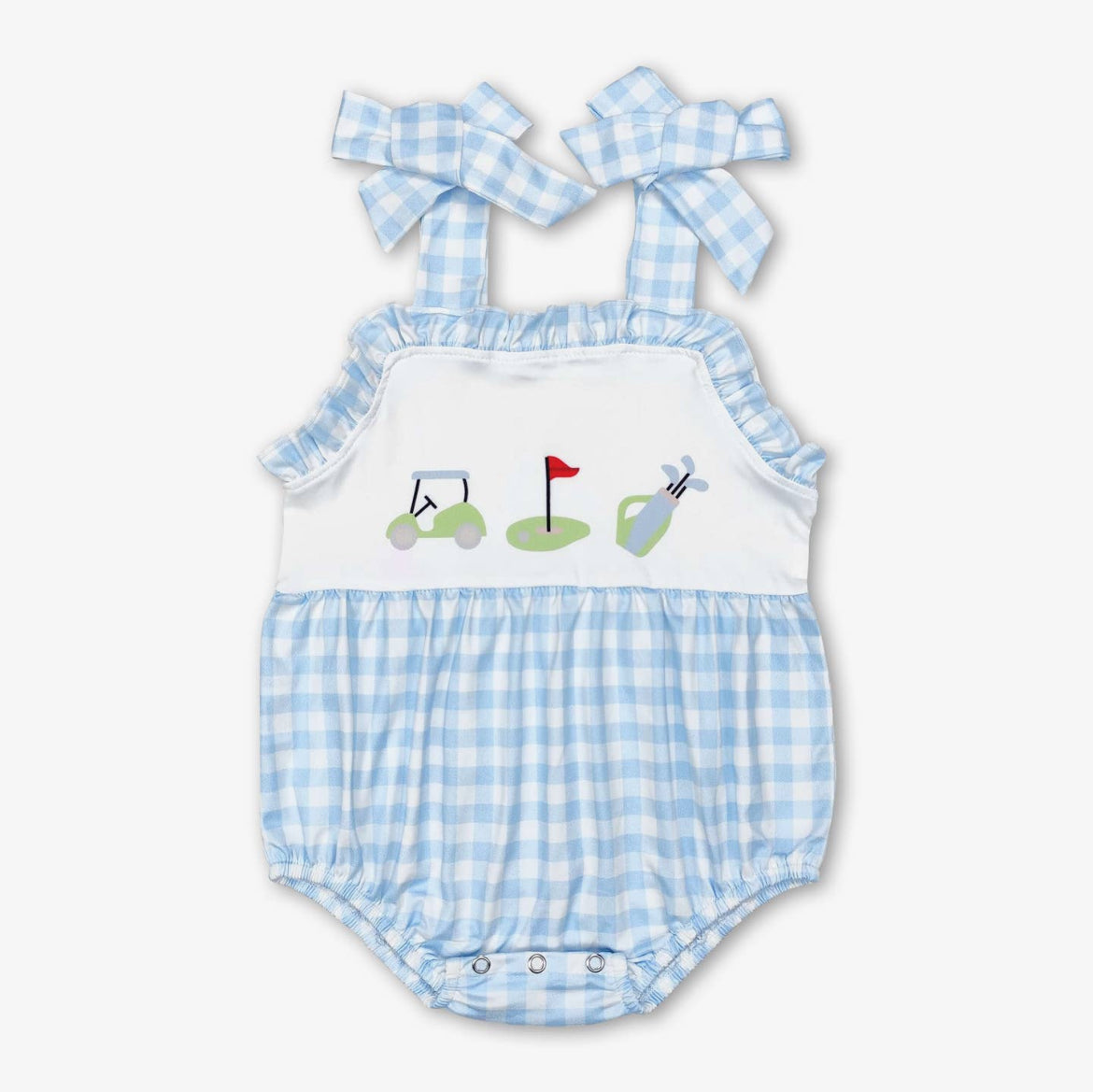 Baby Blue Gingham Golf Romper