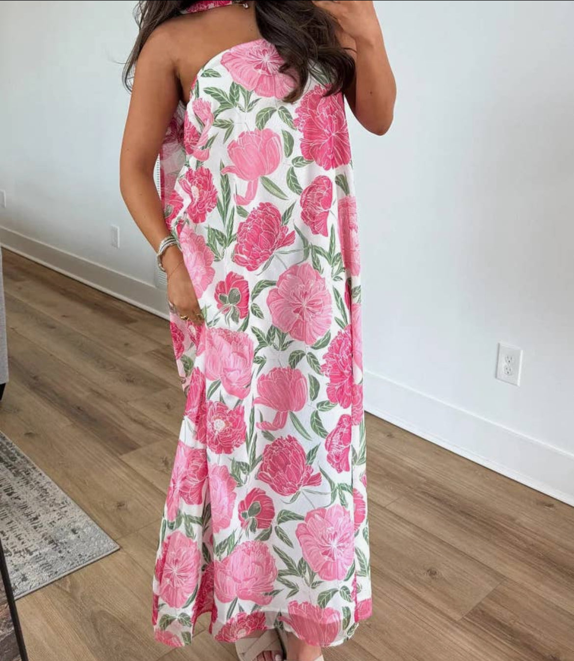 Peony Pocket Dress w/ Neck Scarf