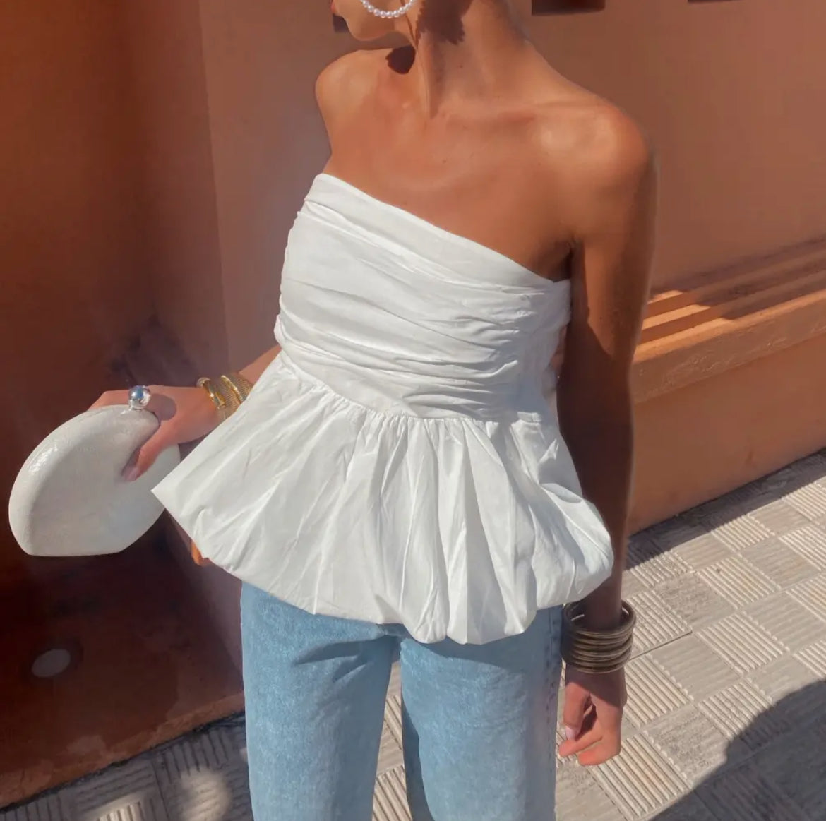 Gingham Bubble Tube Top