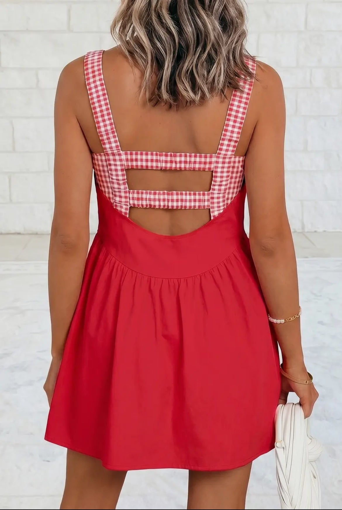 Loose Gingham Mini Dress