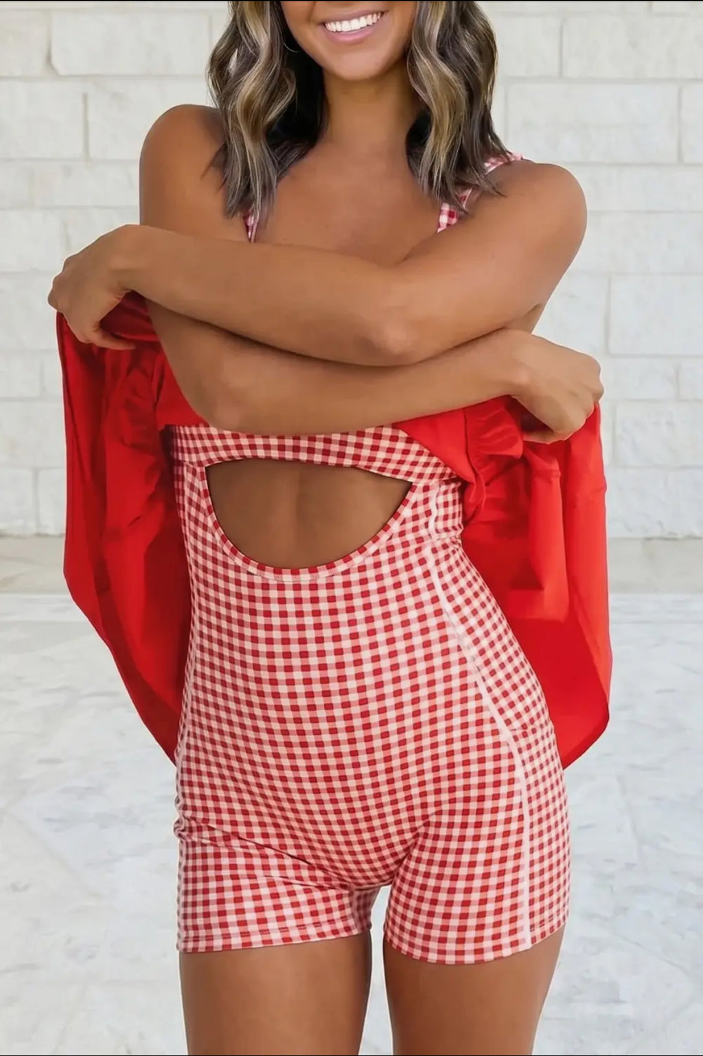 Loose Gingham Mini Dress