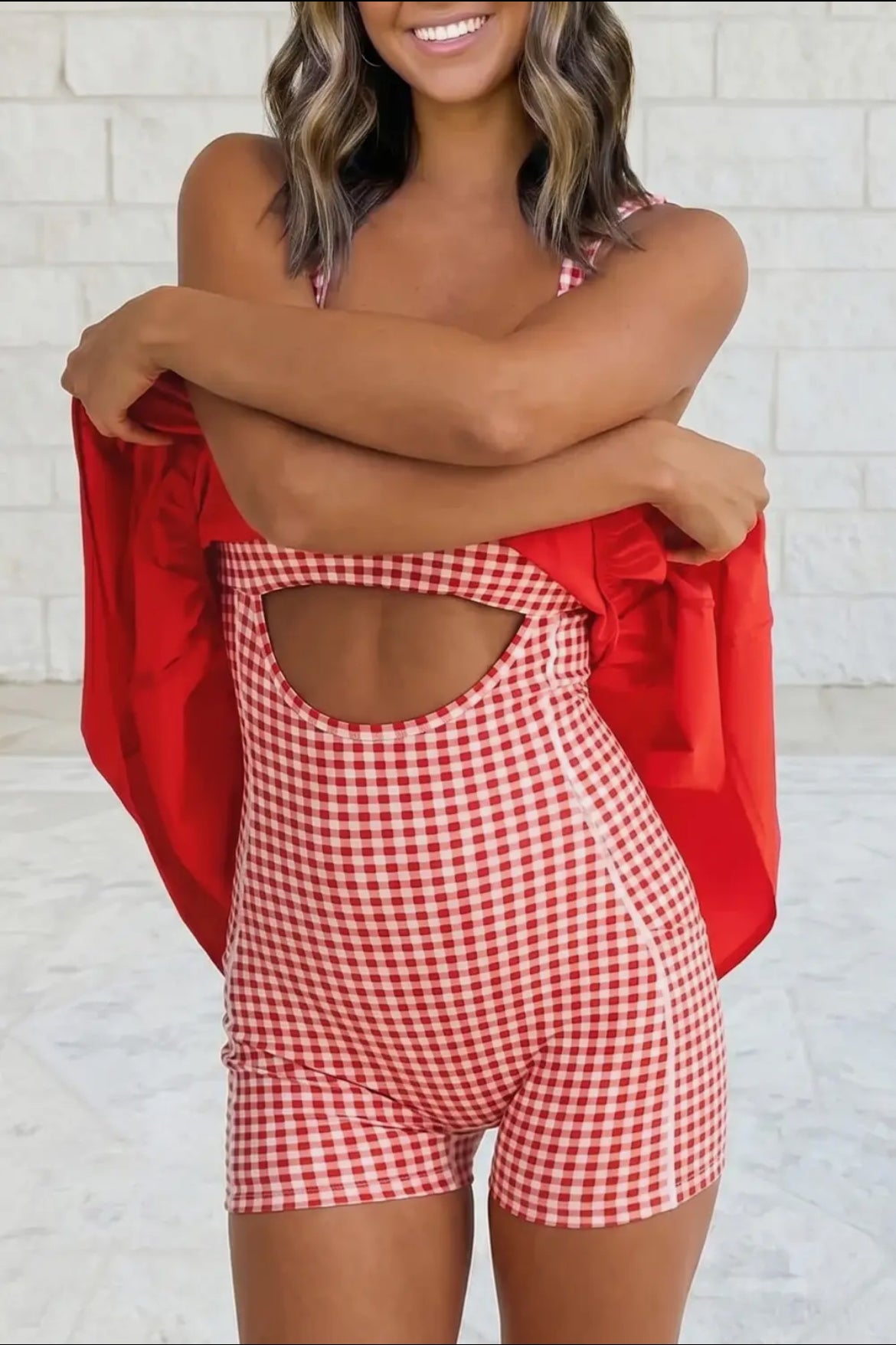 Loose Gingham Mini Dress