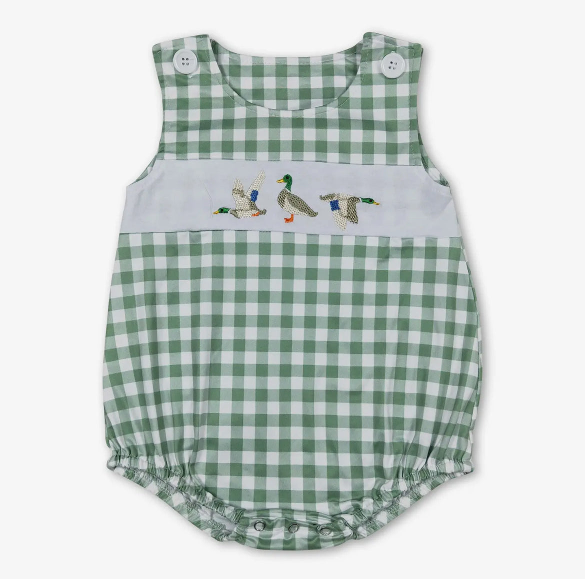 Baby Green Gingham Duck Romper