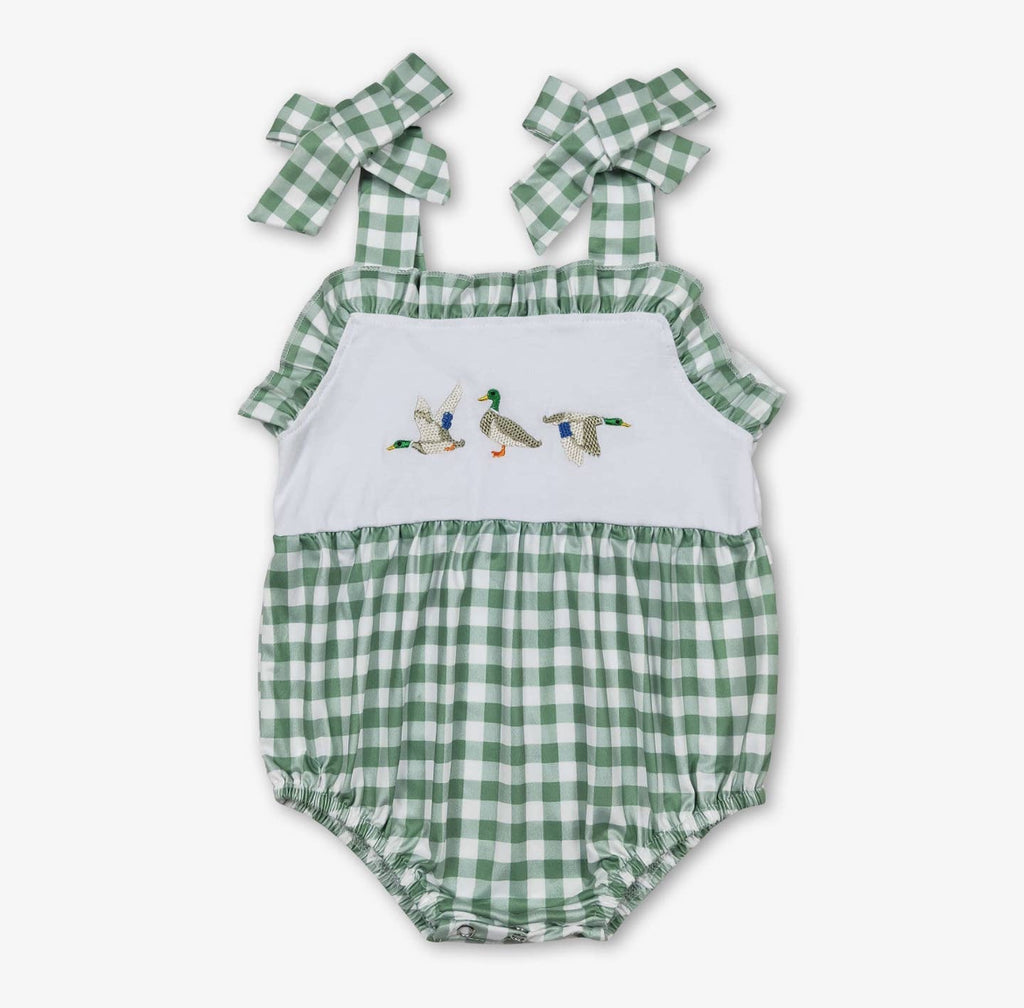 Baby Green Gingham Duck Romper