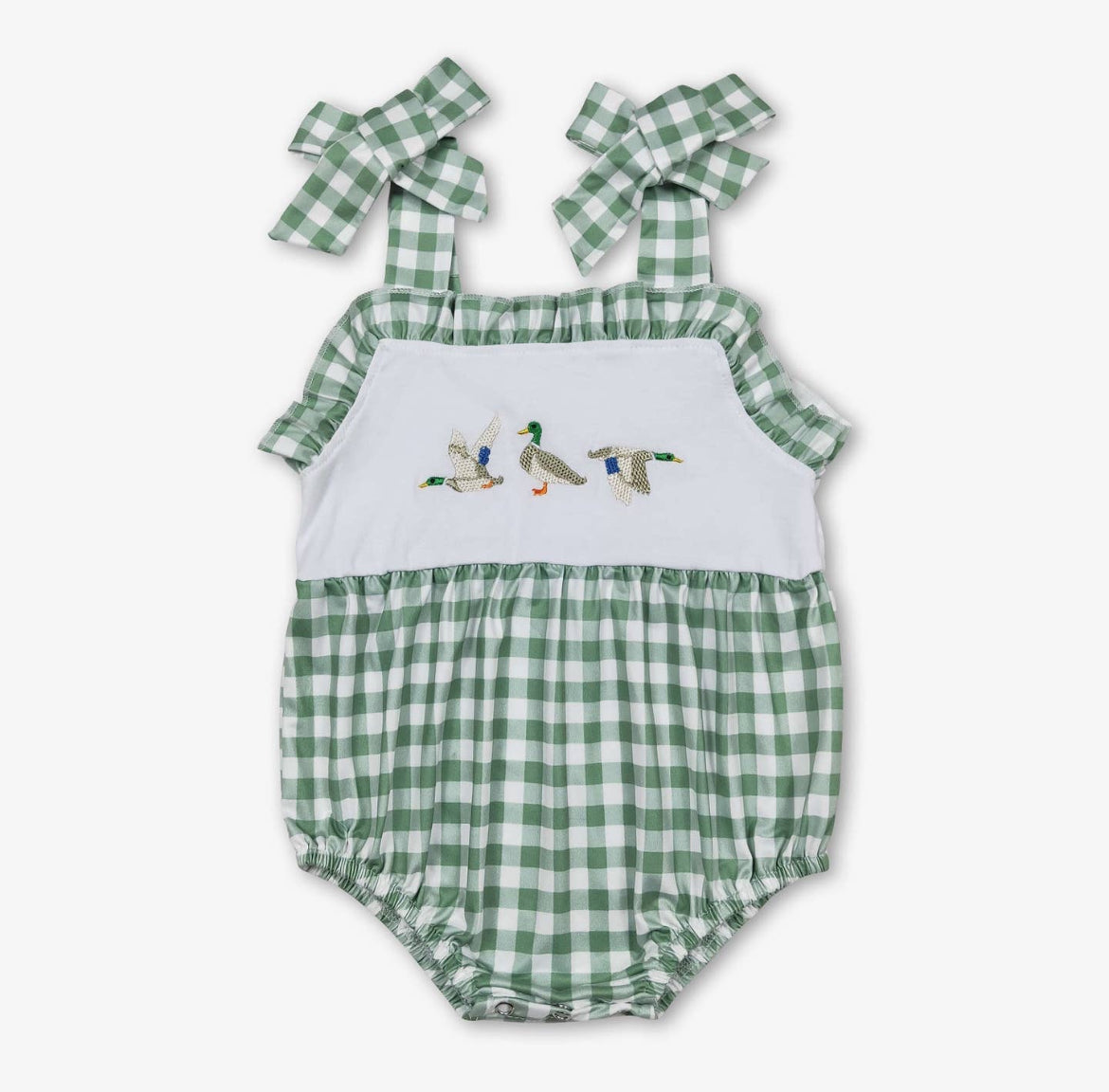 Baby Green Gingham Duck Romper