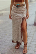 Cheetah Lace Slit Skirt