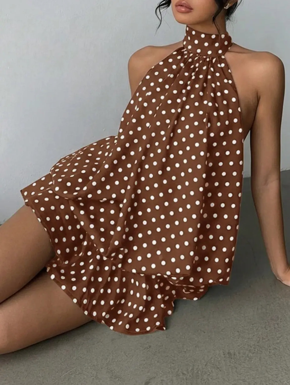 Halter Layered Ruffle Dress