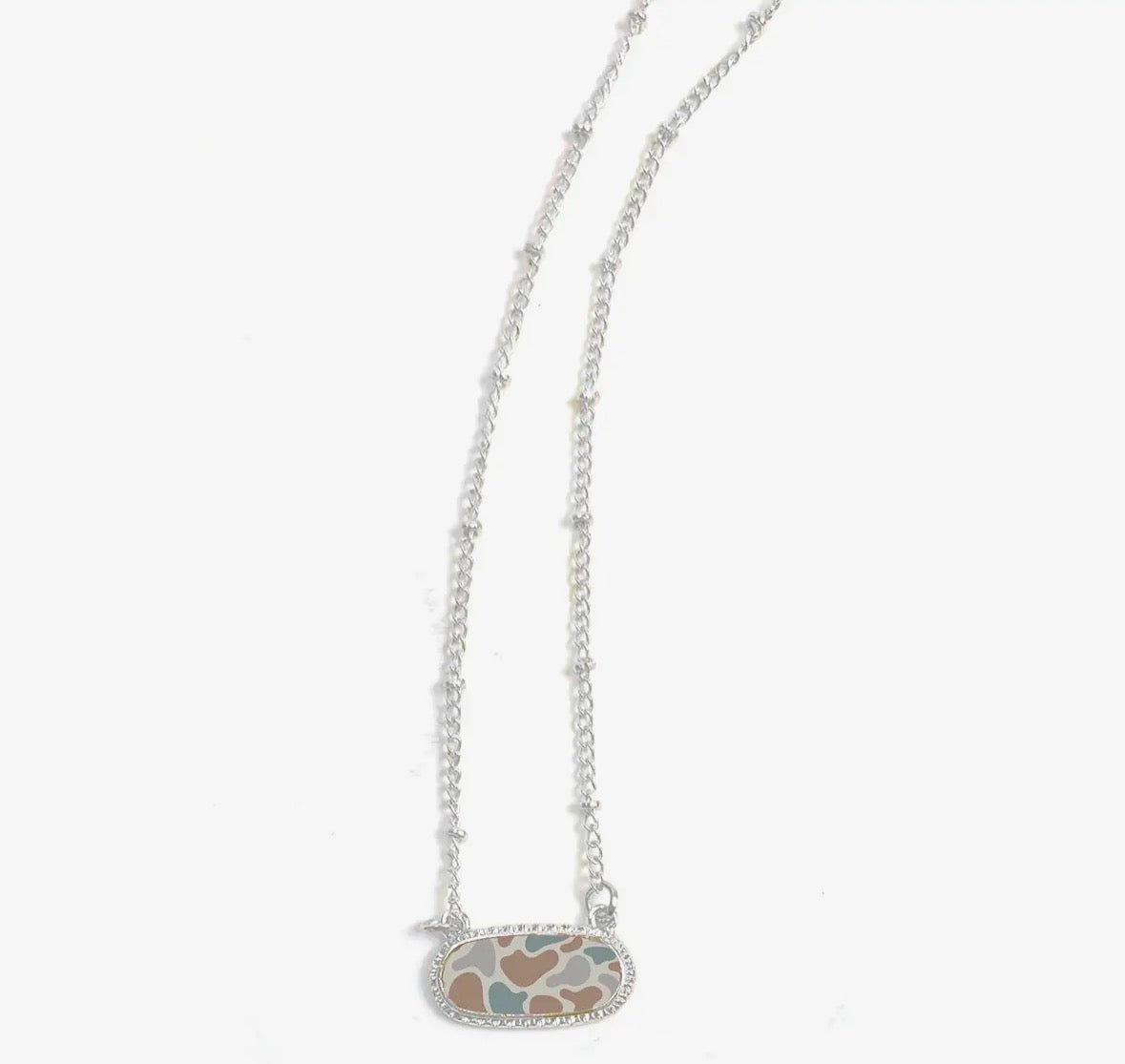 Silver Old School Camo Necklace